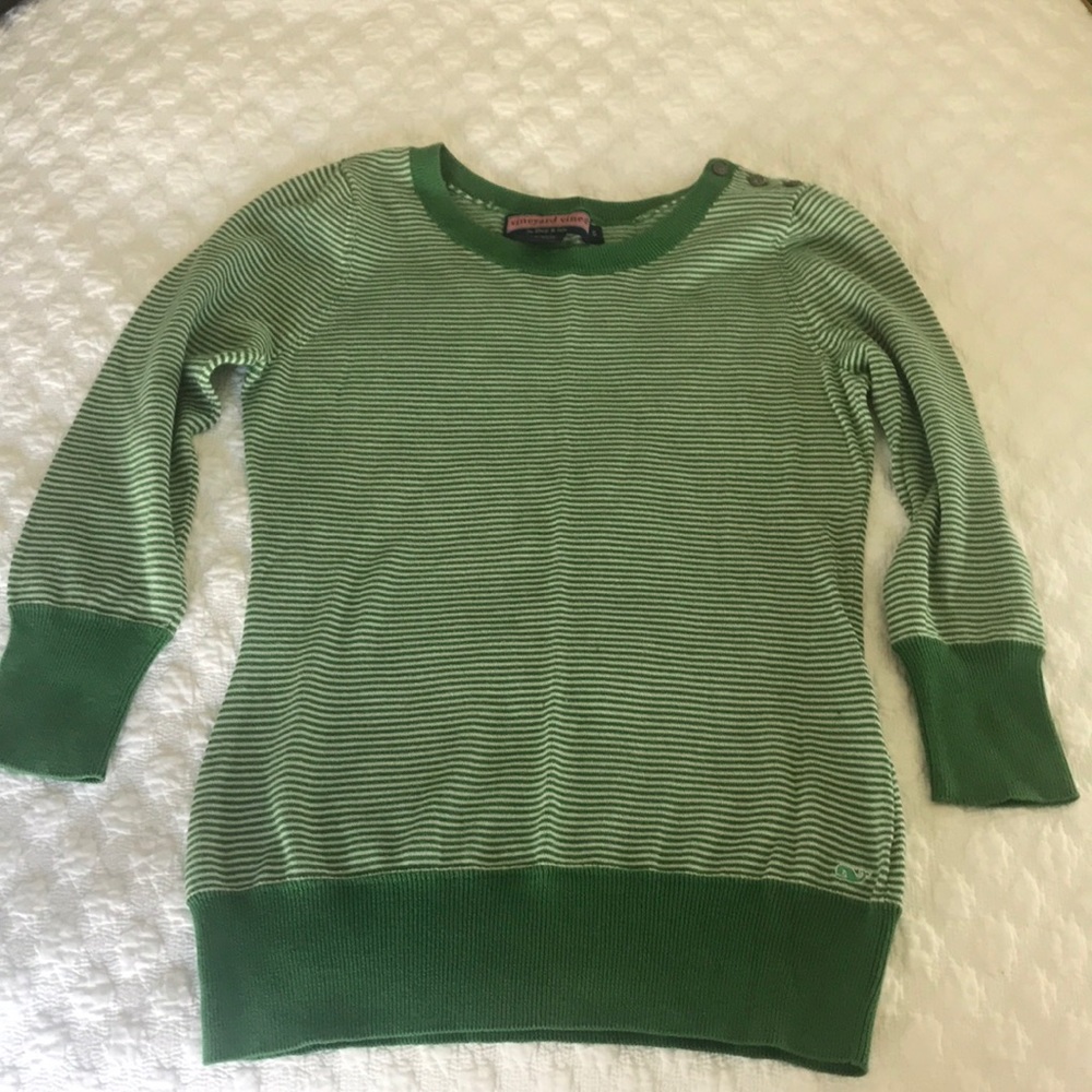 Vineyard vines green and white stripes sweater